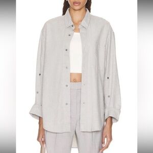 Citizen of Humanity Women's Large Kayla Button Up Casual Shirt Grey